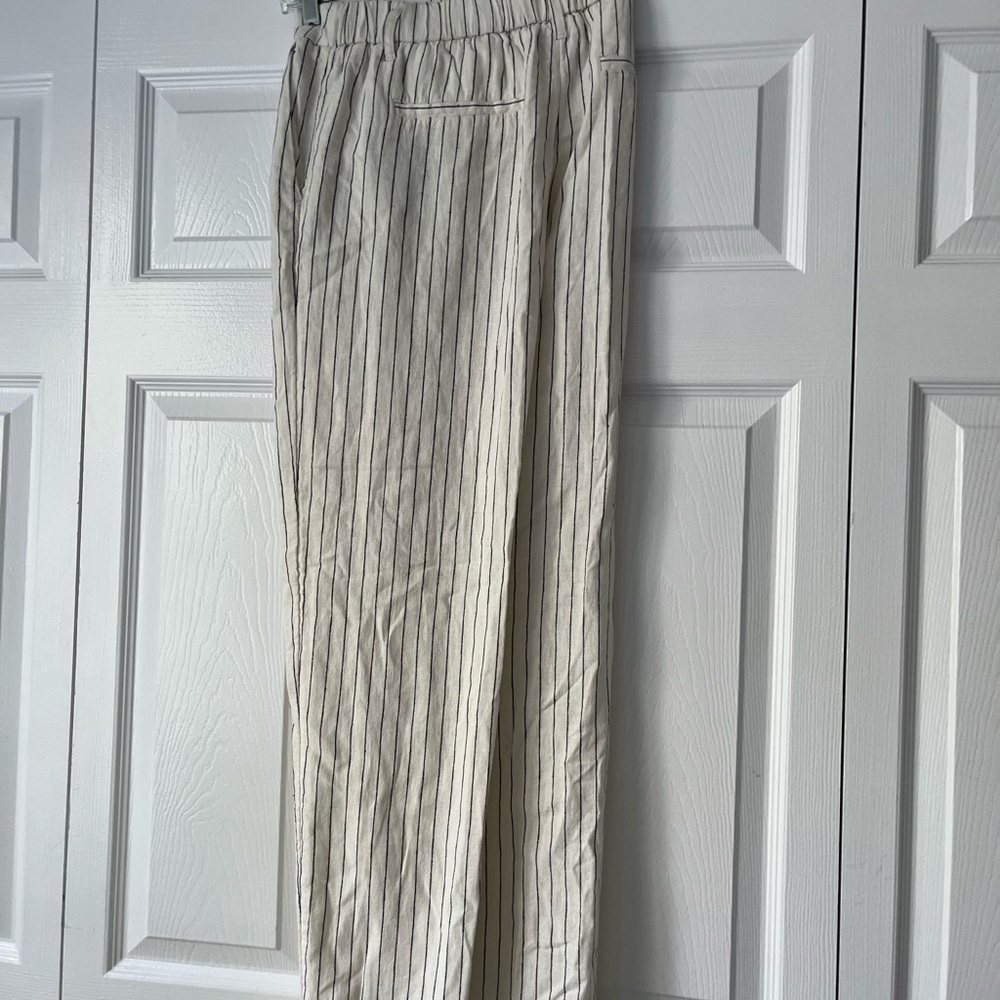 a new day Women's Striped Wide Leg Pants in Cream and Black